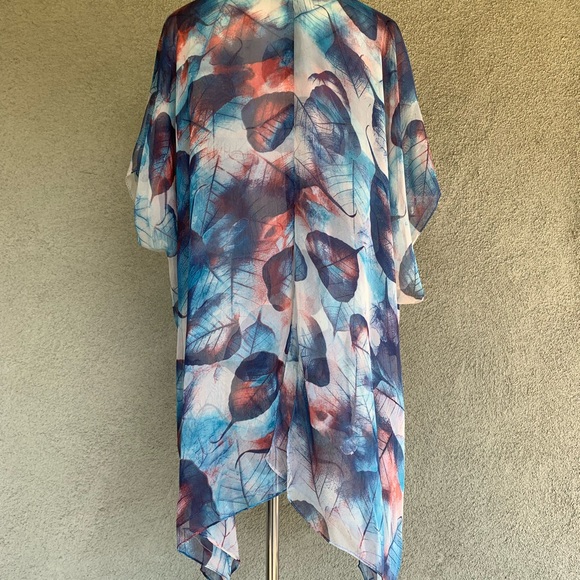 🔥5/$20🔥 Chiffon Duster Leaf Print - Picture 10 of 12